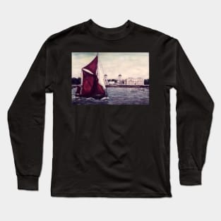 THAMES SAILING BARGE MAY, SAILING PAST GREENWICH NAVAL COLLEGE LONDON Long Sleeve T-Shirt